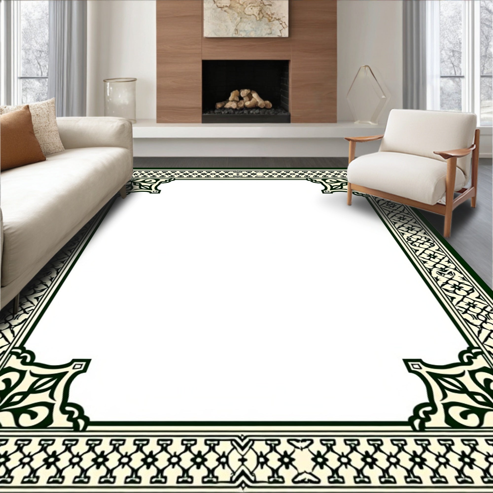 Medallion Mosaic with Intricate Border Design (Green) - ODIKA