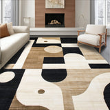 Abstract Beige Area Non Slip with Modern Art(Beige)