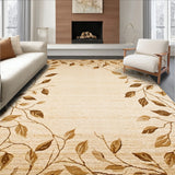 Earthy Leaf Area Rustic Beige and Brown Tones for Natural Style(Beige)