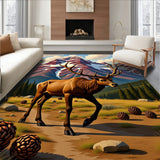 Elk Traversing Mountain Wilderness Path(Brown)