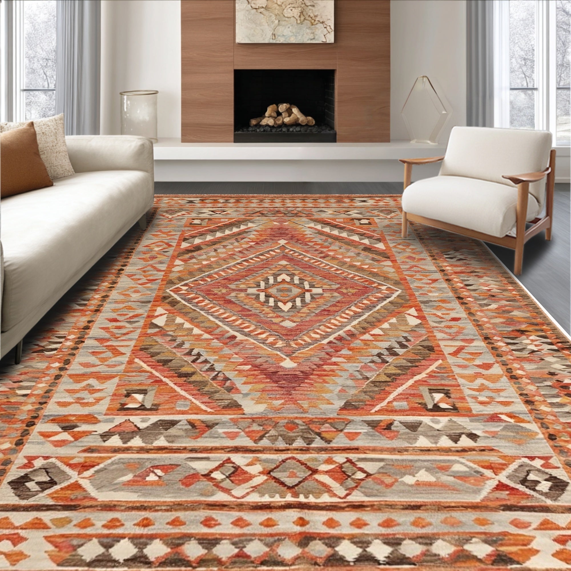 Ultra Soft Area Rug, Non Slip, Stain Resistant, Washable Area Rugs for Living Room, Bedroom, Modern Minimalist Terracotta Carpet for Home Office(Orange)