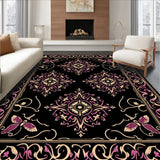 Gothic Skull Garden Featuring Moth and Baroque Floral Scrolls (Black)