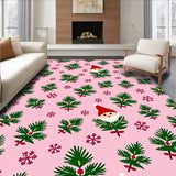 Whimsical Winter Forest Gnomes and Pine Bough Design with Gift Motif Details(Pink)