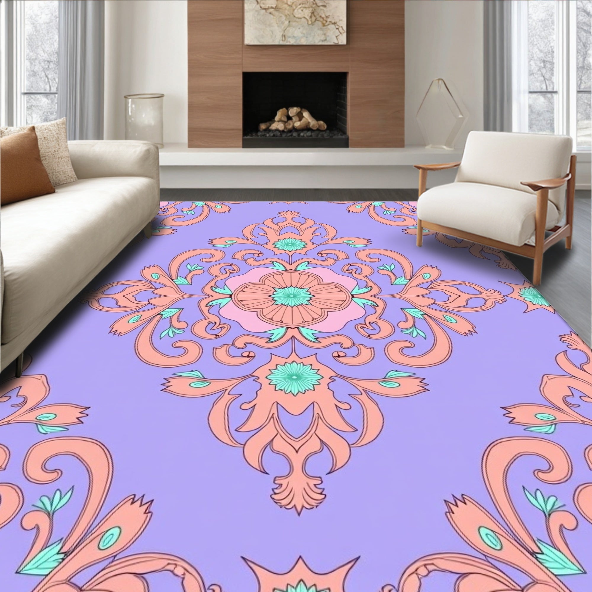 Distressed Damask Heritage Artistic (Purple) - ODIKA