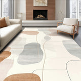 Abstract Brushstroke Design in Blended Beige and Grey(Beige)
