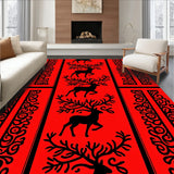 Folk Art Inspired Plaid with Interlocking Reindeer Silhouettes(Red)