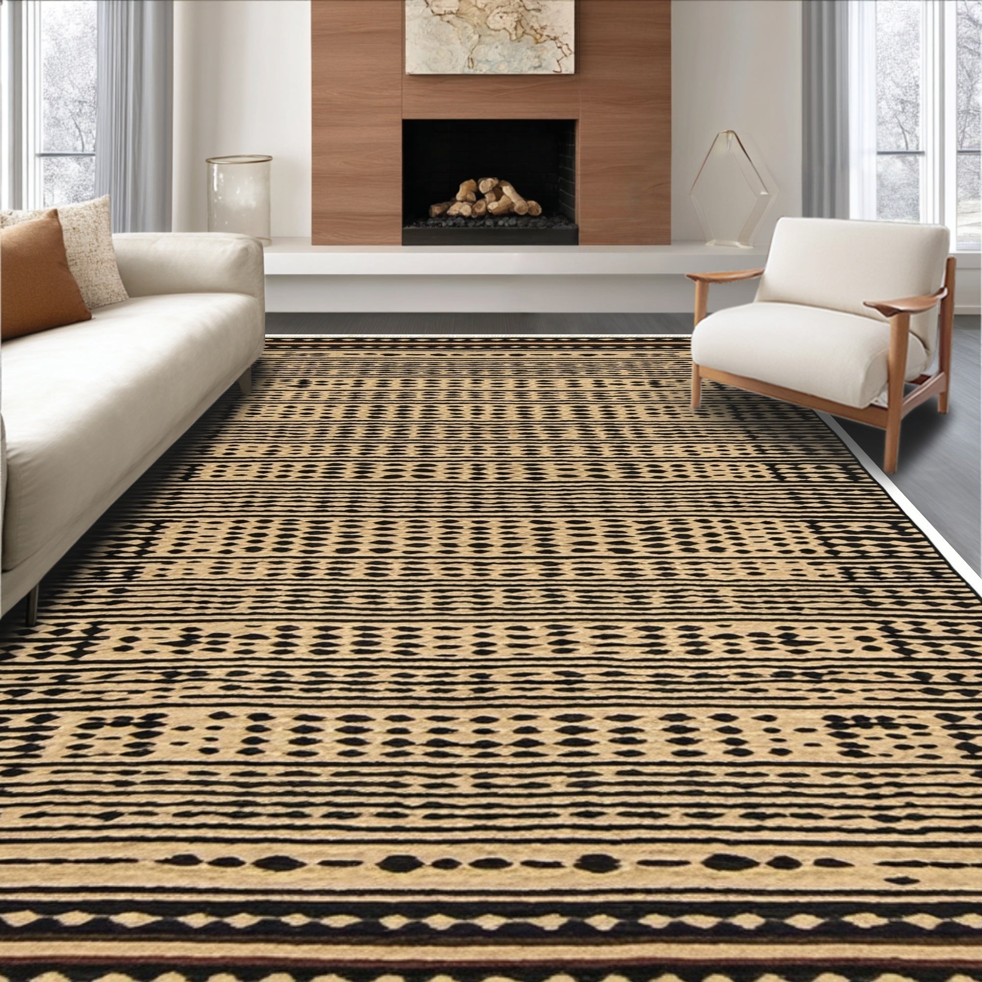 Ultra Soft Area Rug, Non Slip, Stain Resistant, Washable Area Rugs for Living Room, Bedroom, Animal Print Living Room Plush Home Decor Mat(Beige)