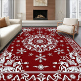 Winter Snowflake Tapestry with Crystalline Motifs(Red)