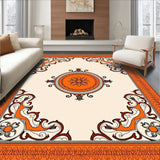 Intricate Medallion Panel with Interlocking Trellis and Classic Scrollwork(Orange)