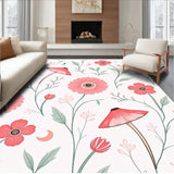 Enchanted Mushroom Grove with Poppies and Moon Motif(Pink)