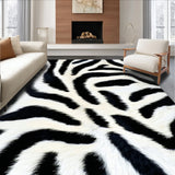 Ultra Soft Area Rug, Non Slip, Stain Resistant, Washable Area Rugs for Living Room, Bedroom, Non-Slip Zebra Print Laundry Mat(Black)