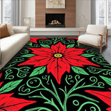 Elegant Poinsettia Blossom Medallion with Twisting Vine Details(Red)