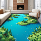 Ultra Soft Area Rug, Non Slip, Stain Resistant, Washable Area Rugs for Living Room, Bedroom, 3D Moss Shag(Blue)