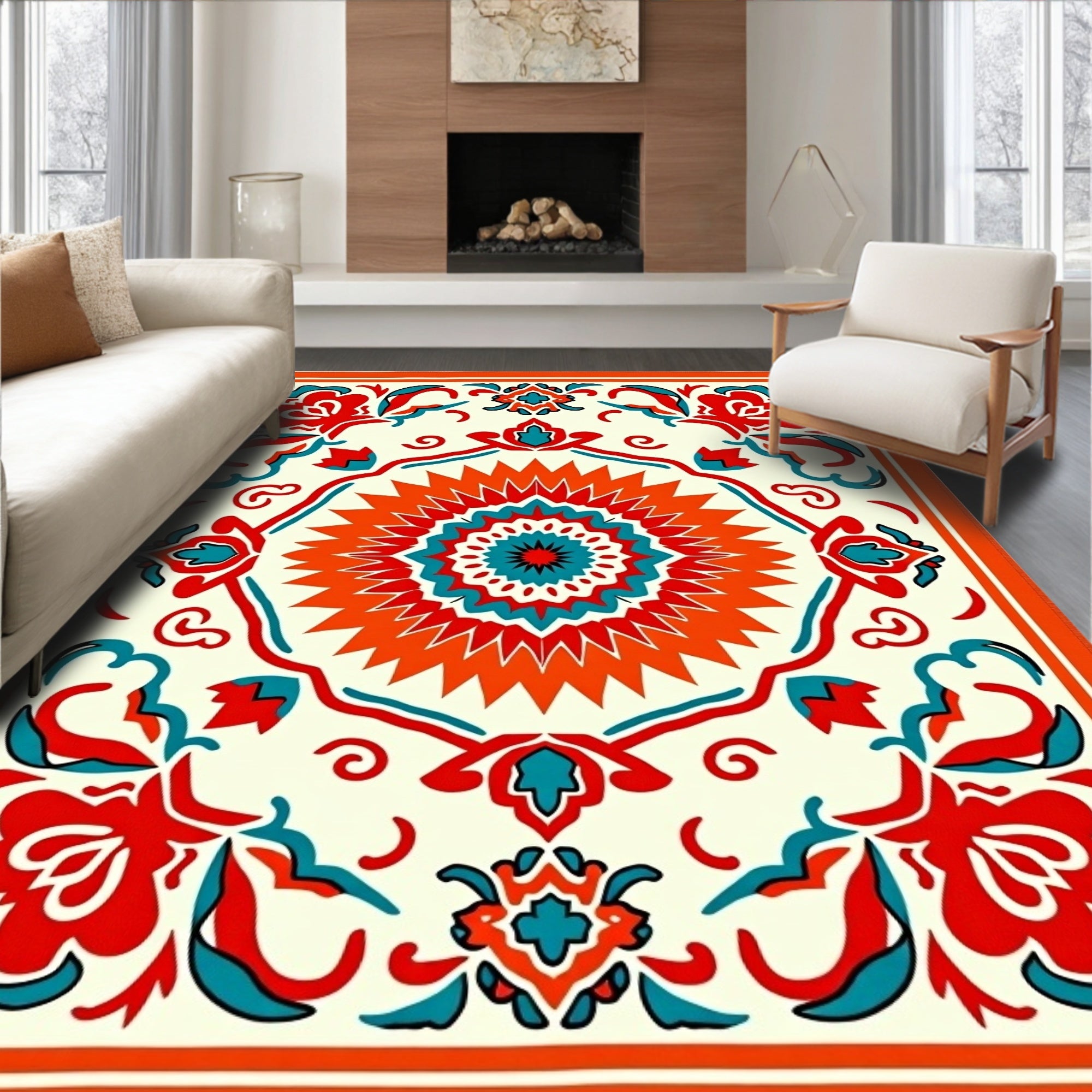 Sunburst Floral Medallion Artistry (Orange) - ODIKA