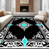 Classic Bordered Medallion with Ornate Scrollwork Accents (Black)