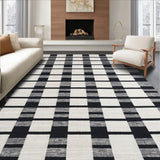 Graphic Striped Corridor with Crisp Black and White Parallel Lines(Black)