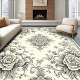 Elegant Floral Medallion in Smoke and Beige Non Shedding(Beige)