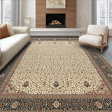 Chic Round Area with a Vintage Style Border and Spotted Inner(Beige)