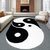 Ultra Soft Area Rug, Non Slip, Stain Resistant, Washable Area Rugs for Living Room, Bedroom, Modern Yin Yang Non-Slip Meditation Doormat(Black)