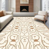 Symmetrical Interlocking Waves with Paw Print Accents (Beige)