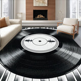 Ultra Soft Area Rug, Non Slip, Stain Resistant, Washable Area Rugs for Living Room, Bedroom, Retro Black Music Record Bedroom Floor Rug(Black)