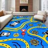 Police Badge Adventure Patrol Highway Map Design Indoor (Blue)