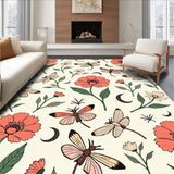 Enchanted Poppy Meadow with Moths and Moon Botanical Art(Coral)