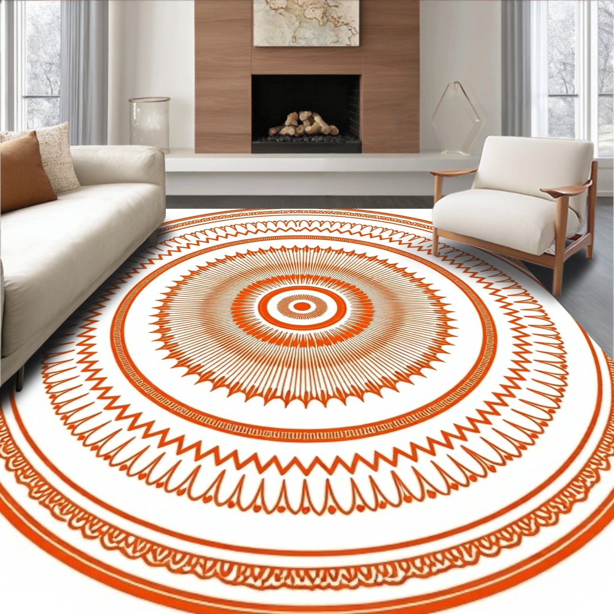 Starburst Medallion with Intricate Radial Ornamental (Orange) - ODIKA