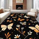 Ultra Soft Area Rug, Non Slip, Stain Resistant, Washable Area Rugs for Living Room, Bedroom, Boho Insect Print Low Pile(Black)