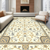 Elegant Artisan with Traditional Beige Scrollwork and Grey Accents(Beige)