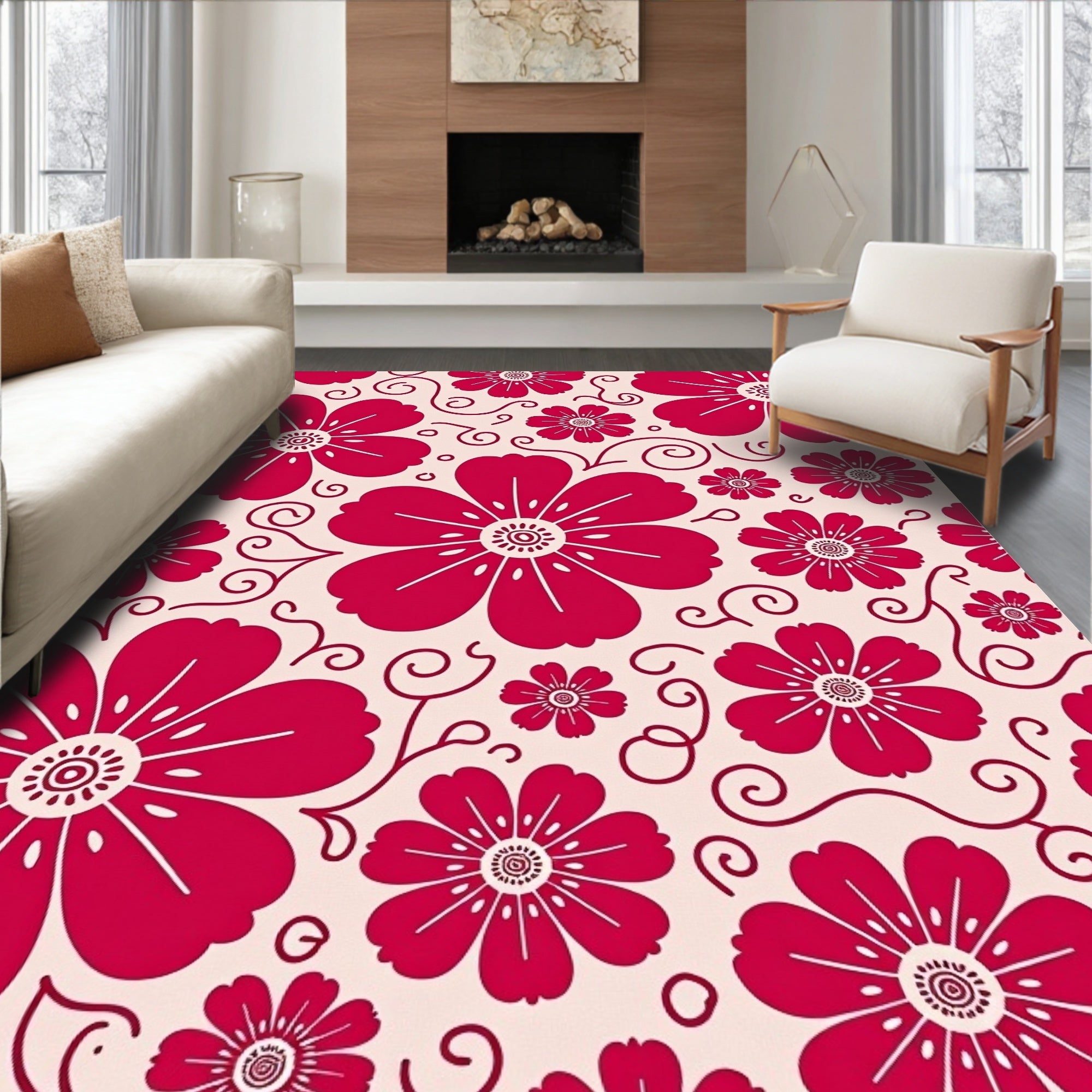 Botanical Bloom Flourish Artistic Floral Petal Arrangement (Red) - ODIKA