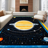 Ultra Soft Area Rug, Non Slip, Stain Resistant, Washable Area Rugs for Living Room, Bedroom, Space Exploration Rug for Boys Learning Area(Yellow)