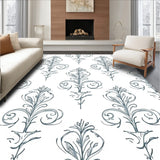 Vintage Damask Scrollwork with Botanical Vine Detailing(Blue)