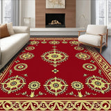 Trellis Medallion Holiday Lattice with Festive Filigree Motifs(Red)