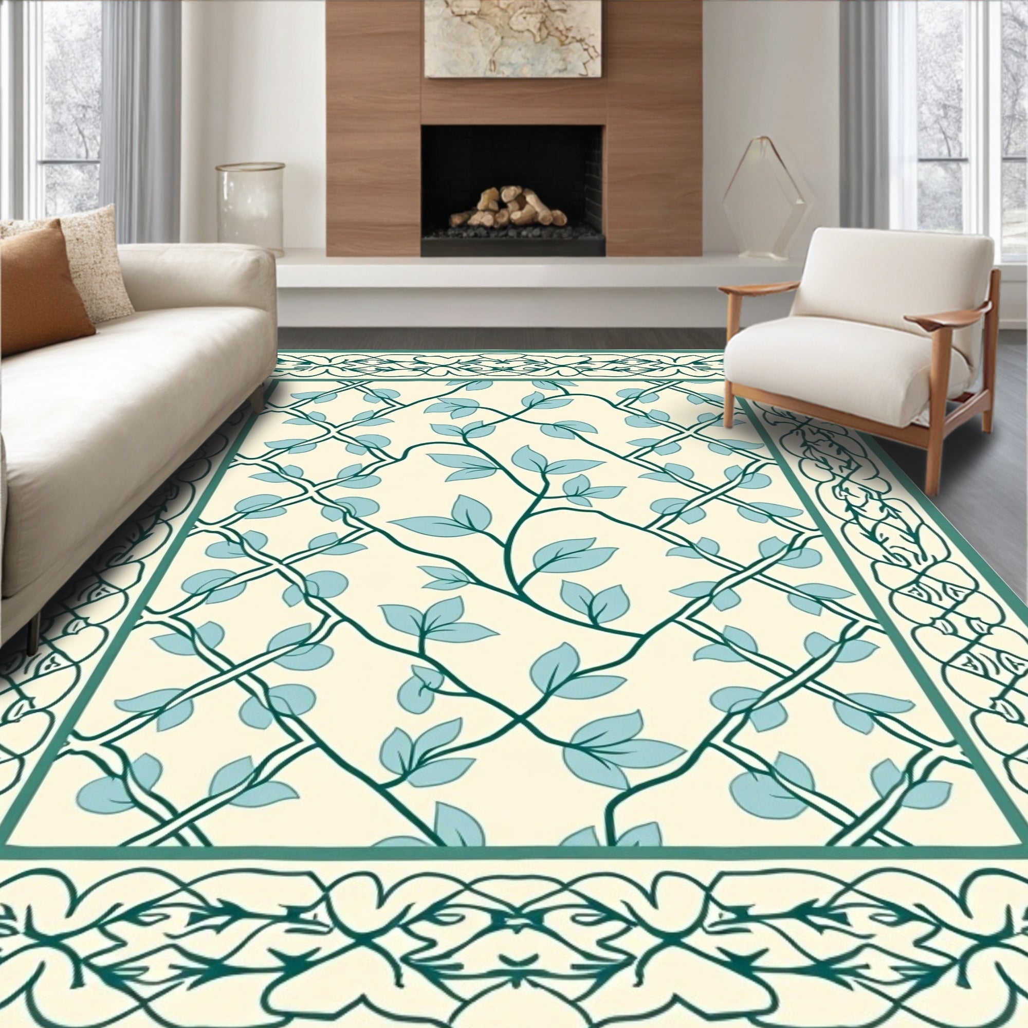 Cottage Chic Trellis Vine Lattice Botanical Garden (Ivory) - ODIKA