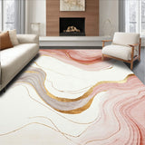 Modern Marble Inspired With Blush and Beige Swirl Accents(White)