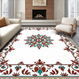 Interlocking Medallion Motif with Vintage Floral Accents(Brown)