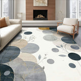Contemporary Beige and Smoke Area with Abstract Floral Medallion Design(Gray)