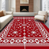 Festive Snowflake Winter Wonderland Decorative Floor Covering(Red)