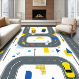 Interactive Kids Play Rug Modern Car Rug for Playroom Fun(Gray)