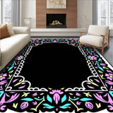 Boho Insect Garden with Stylized Floral and Decorative Petal Edges (Black)