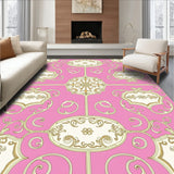 Baroque Scrollwork Medallion Design Floor(Pink)