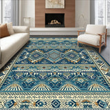 Tribal Geometric Southwestern Area with Blue and Beige(Blue)