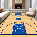 Basketball Court Beige Floor Blue Key Dark Blue Lines(Beige)