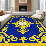 Ornate Floral Medallion Motif with Curved Scrollwork Details(Blue)