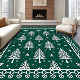 Festive Pine Tree Snowflake Half Moon Anti Slip Decorative Floor(Green)