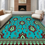 Intricate Paisley Teardrop Low Pile with Swirling Motifs (Turquoise) - ODIKA