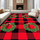 Nordic Inspired Buffalo Check with Festive Wreath Embellishments(Red)