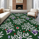 Whimsical Snowy Pinecone Evergreen Bough Festive Flooring Accent(Green)