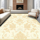 Beige Damask Inspired Area with Fluid Scroll and Hues(Beige)